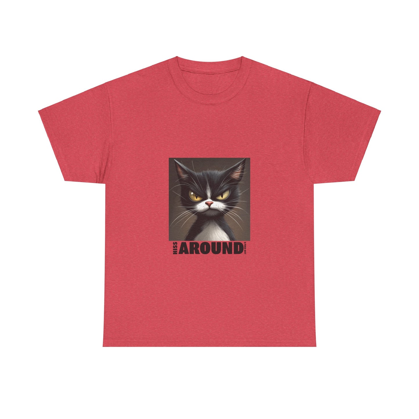 Hiss Around & Find Out Tuxedo Cat Funny Tee - Unisex Heavy Cotton