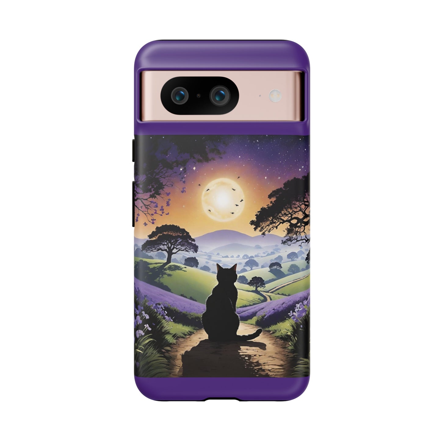 "I'll Wait For You" Cat Silhouette Cat Sunset With Lavender Tough Cases