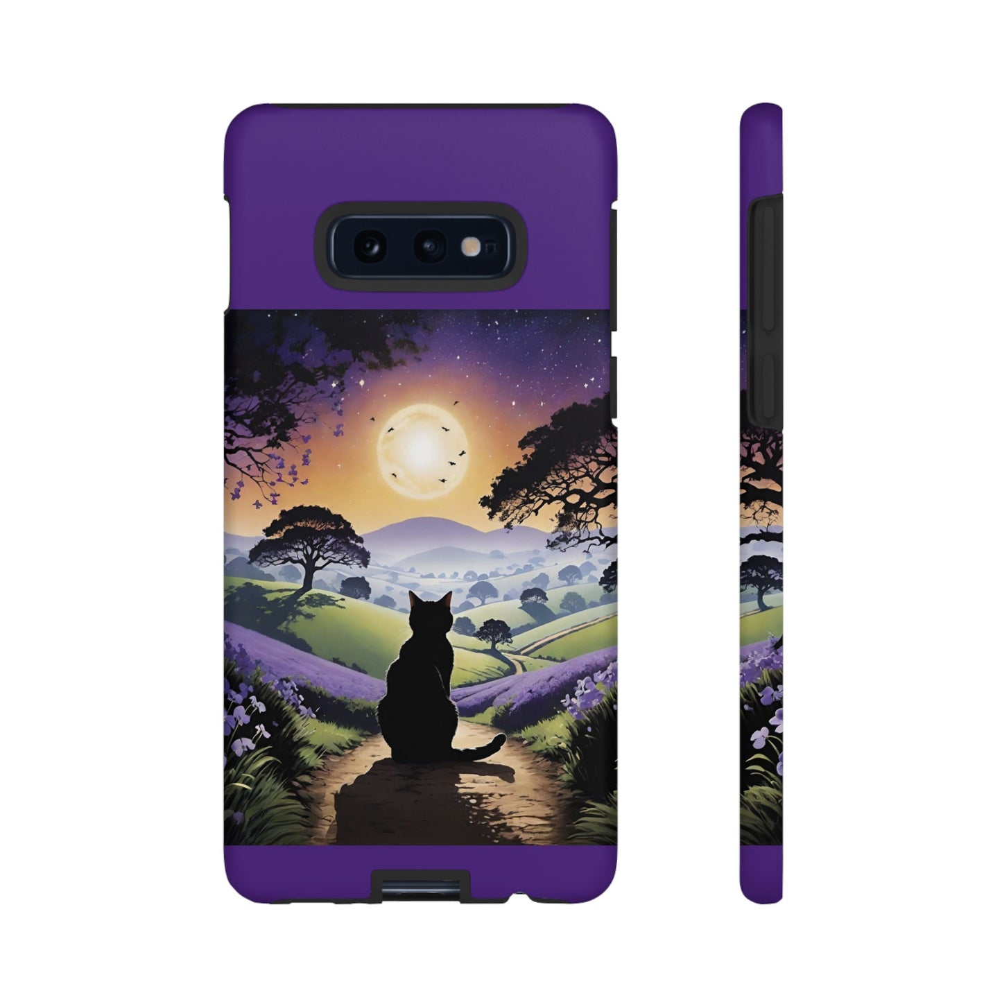 "I'll Wait For You" Cat Silhouette Cat Sunset With Lavender Tough Cases