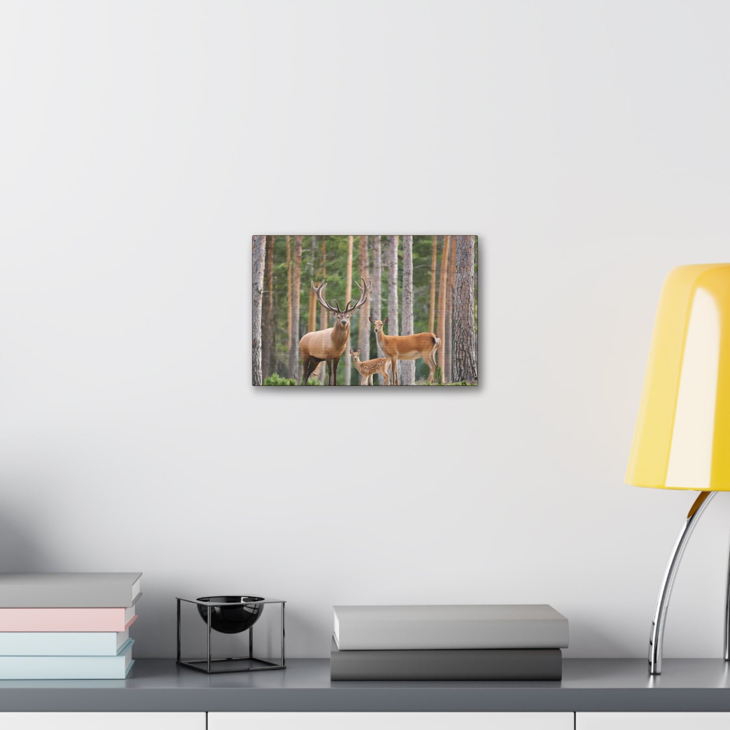 Deer Family In The Woods Wilderness Canvas Stretched, 1.5''