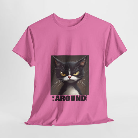 Hiss Around & Find Out Tuxedo Cat Funny Tee - Unisex Heavy Cotton