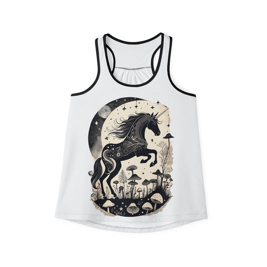 Enchanted Cosmos Unicorn Women's Black Seamed Tank Top