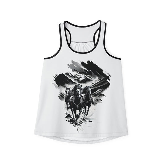 Three Horses Galloping Through Canyon Women's Tank Top (AOP)