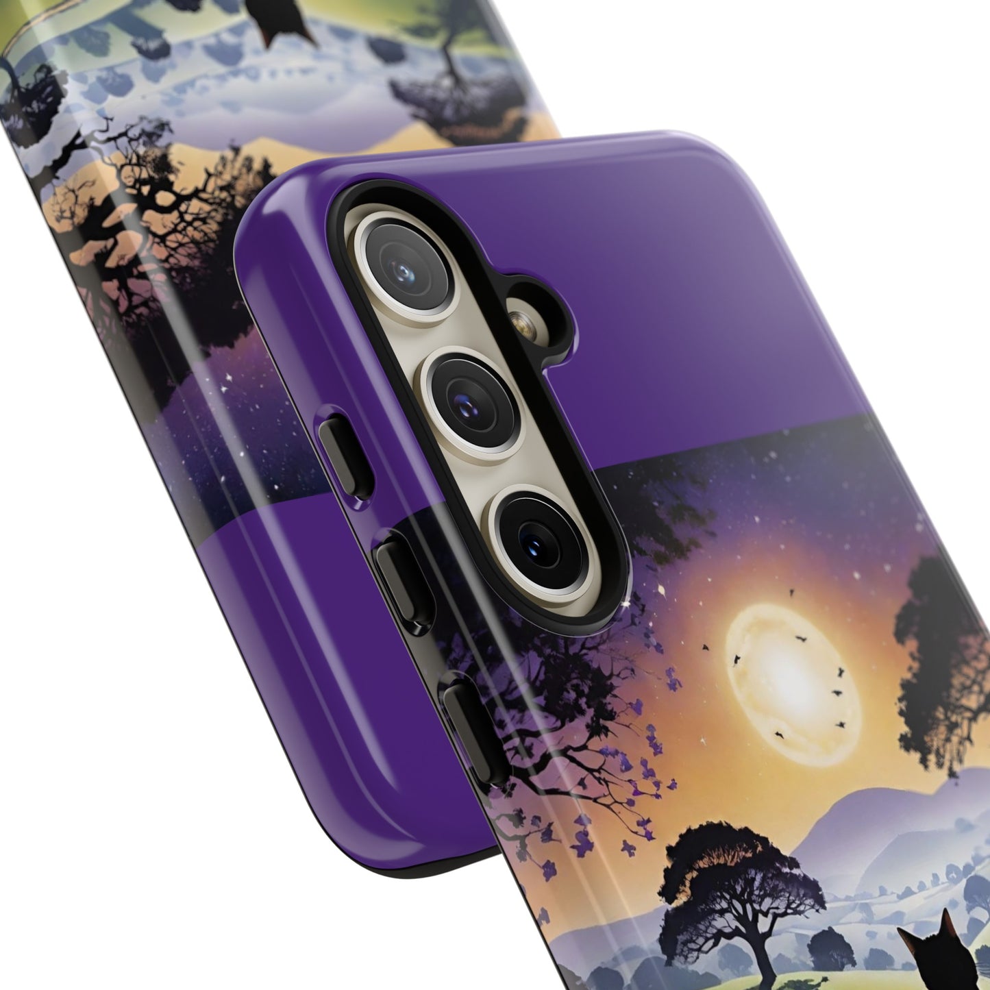 "I'll Wait For You" Cat Silhouette Cat Sunset With Lavender Tough Cases